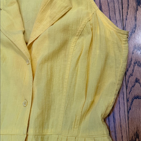 Vintage Ports sz 10 (fits smaller) Marigold Yellow Sleeveless Shirtdress pockets - Picture 9 of 13